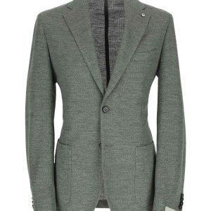 Grön Jersey Blazer i Linnemix
