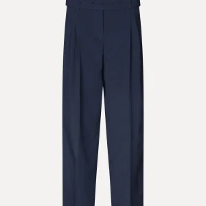 Belted Tailored Pants - Dark Blue