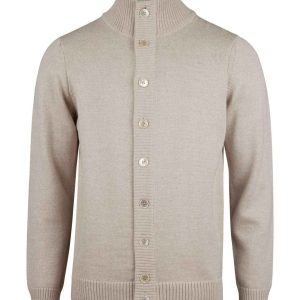 Beige Chunky Cardigan i Merinoull