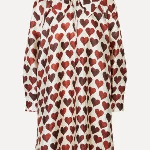 Collared Voluminous Dress - Hearts