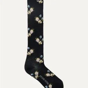 Long Socks - Flower Intarsia