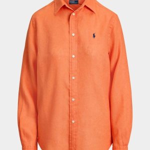 Orange Classic Fit Linneskjorta