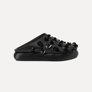 SGSeoul Mules - Black 3D Flowers