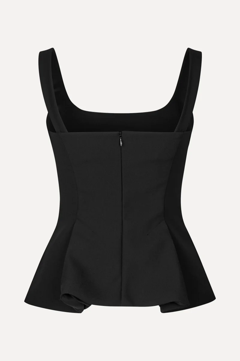 Sleeveless Fitted Waist Top - Black - Bild 5