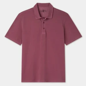Vinröd Garment Washed Pikétröja