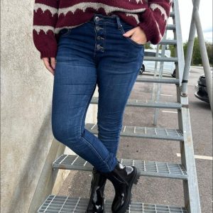Alba - Byxor med Knappar - Mörk Denim 90109-E - Nyhet